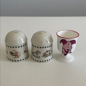 Winnie the Pooh Salt and Pepper Shakers with Piglet Egg Cup